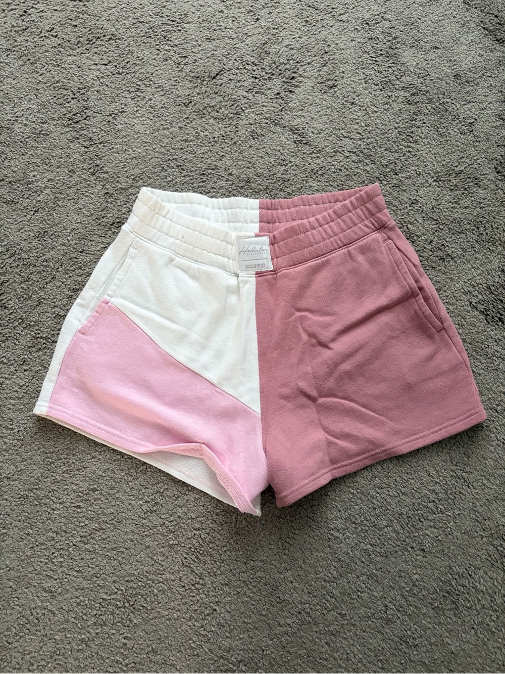 Hollister Colorblock Pink & White Lounge Shorts